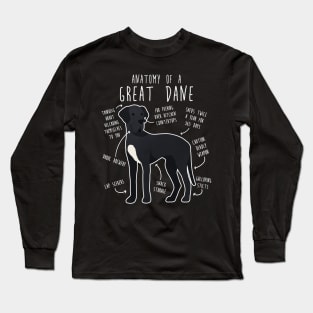 Black Great Dane Dog Anatomy Long Sleeve T-Shirt